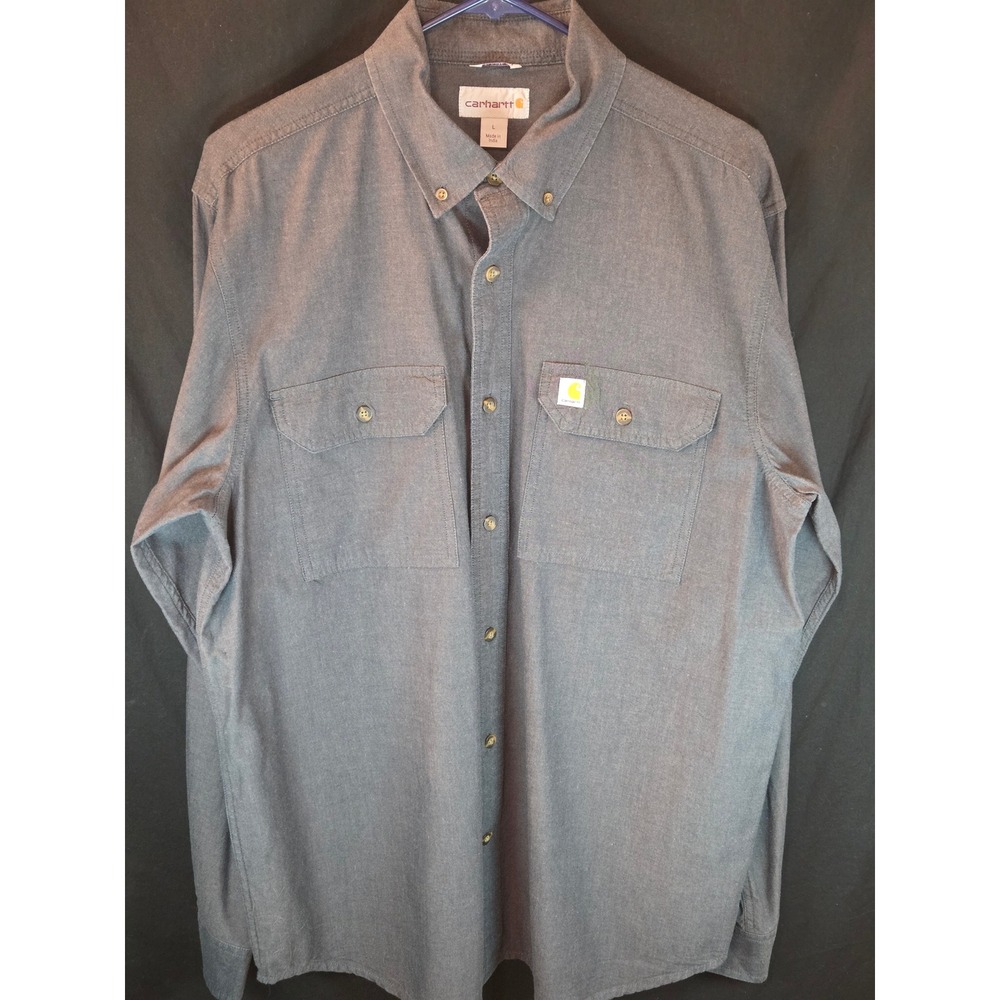 Carhartt‎ Relaxed Fit Button Down Shirt Mens Large Gray Work Casual Long Sleeve
